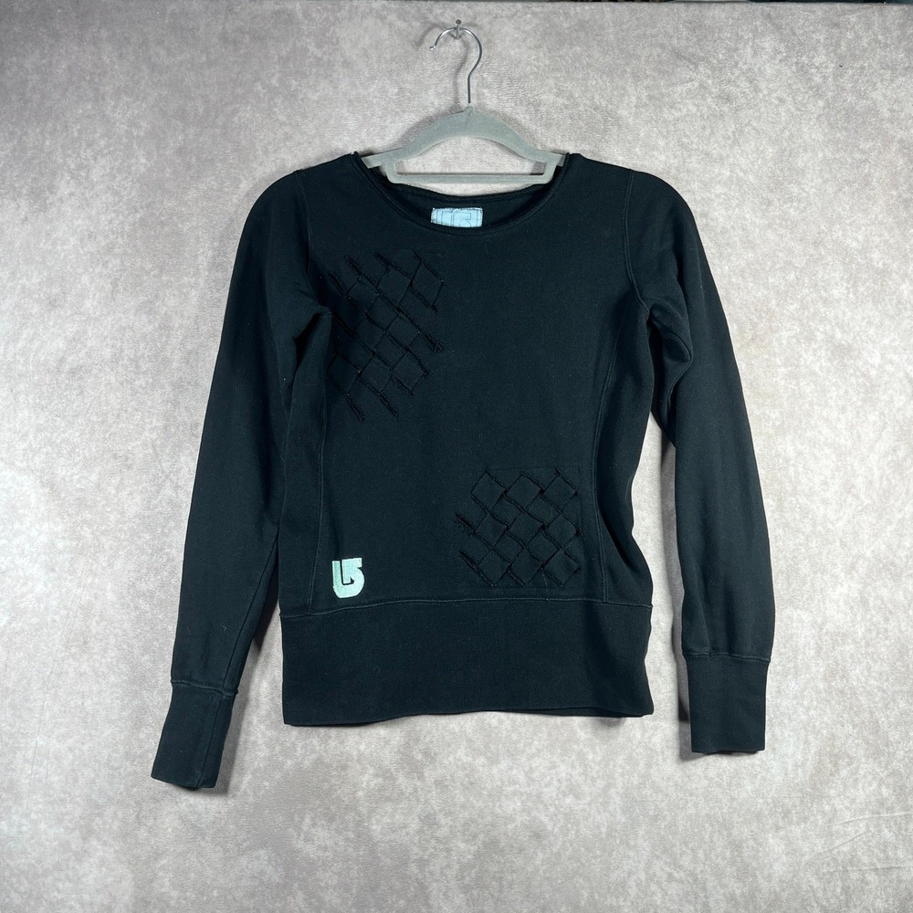 Burton Snowboard Sweatshirt Womens XS Black Woven Criss Cross Pullover Outdoor